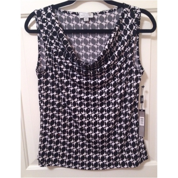 Tahari Sleeveless Cowl Neck Blouse