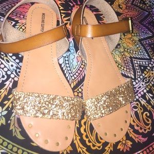 Target Tan Glitter Sandals Buckle Shoes 7