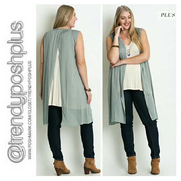 Trendy Open Back Semi Sheer Tunic/Cardigan