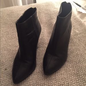 Ava and Adien black platform black leather booties