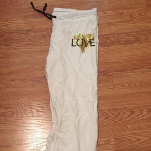White "love" lounge pants