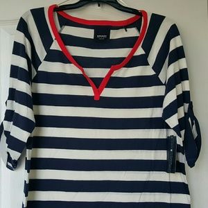 Striped  navy and white shirt
