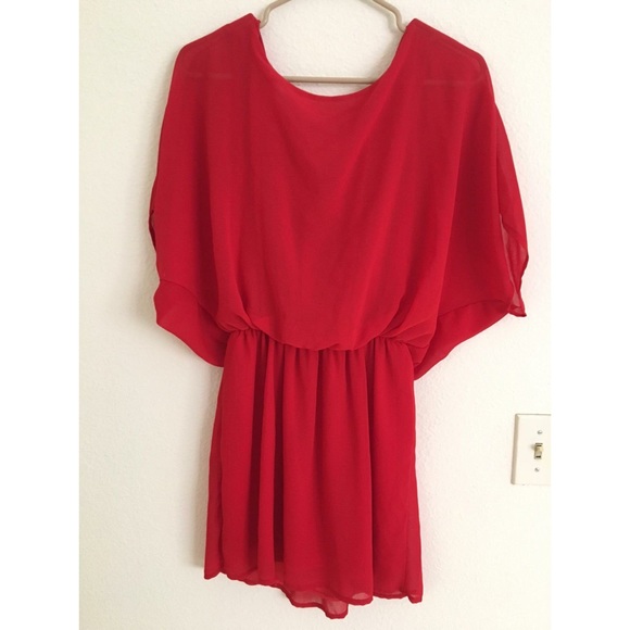 Red open-back dress