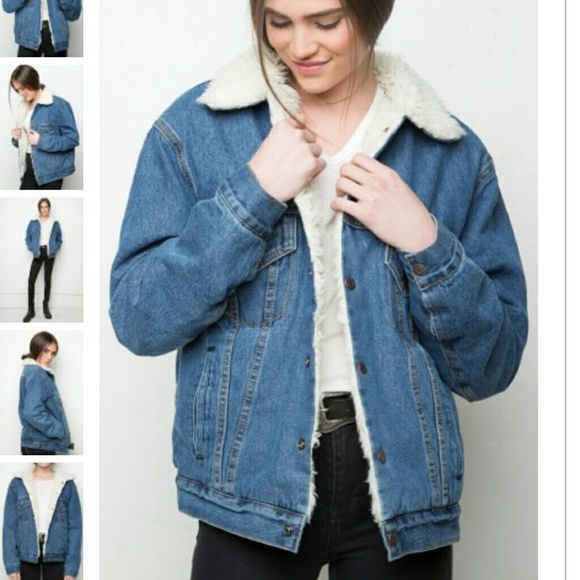 Brandy Melville Anri Fur Denim Jacket