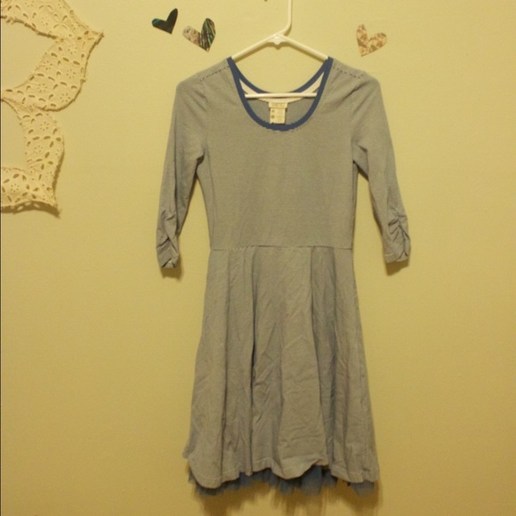 Blue and white striped dress with tulle bottom