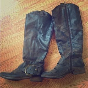 Brown suede material boots