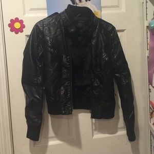 black feaux leather jacket