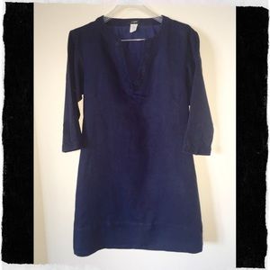 J Crew Sz 0 Navy Linen Dress