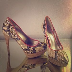 Guess Women's Natural Multi Snake Print Stilettos