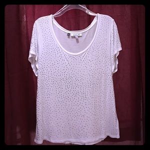 Jennifer Lopez white Rhinestone Tee Shirt