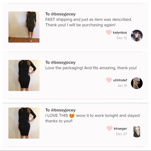 •LAST ONE• 3/4 Sleeves High Neck Midi Dress - Picture 4 of 5