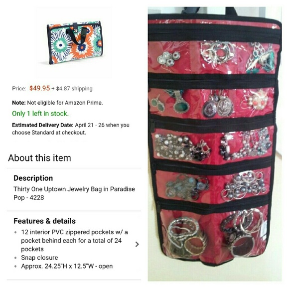 Thirty One Uptown Jewerly Bag Paradise Pop - Picture 2 of 4