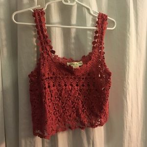 Pink Lace Crop Top
