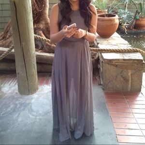 Tobi | Gray Sleeveless Backless Maxi Dress