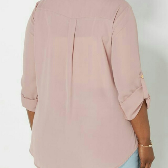 Plus Dusty Pink Zip Front Popover - Picture 2 of 3