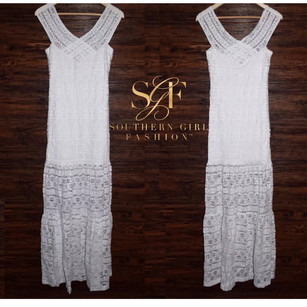 NIGHTCAP Lace Maxi Dress Long Draped Stretchy Gown - Picture 4 of 7