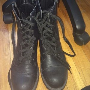 black combat boots