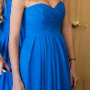 Blue chiffon dress bridesmaid maxi prom