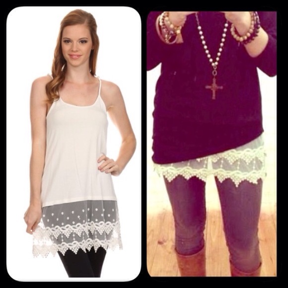 Tops - ❗️LAST❗️ Lace Crochet Extender Tank Tunic Top