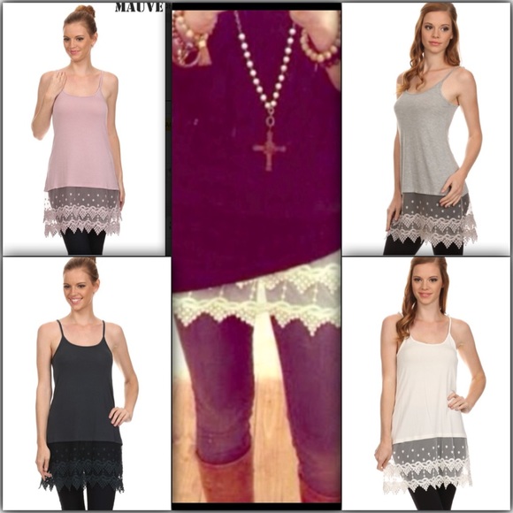 ❗️PINK-L❗️ long lace Extender tank for tunics - Picture 2 of 4