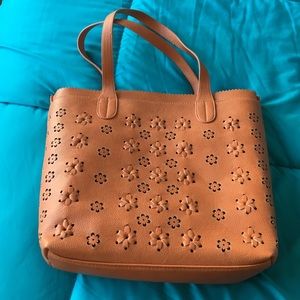 Cute orange tote bag perforated cut-outs