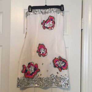 French Connection Sequin Flower & Rhinestone Dress