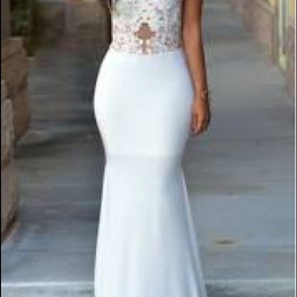Dresses & Skirts - Women's lace nude mesh gown