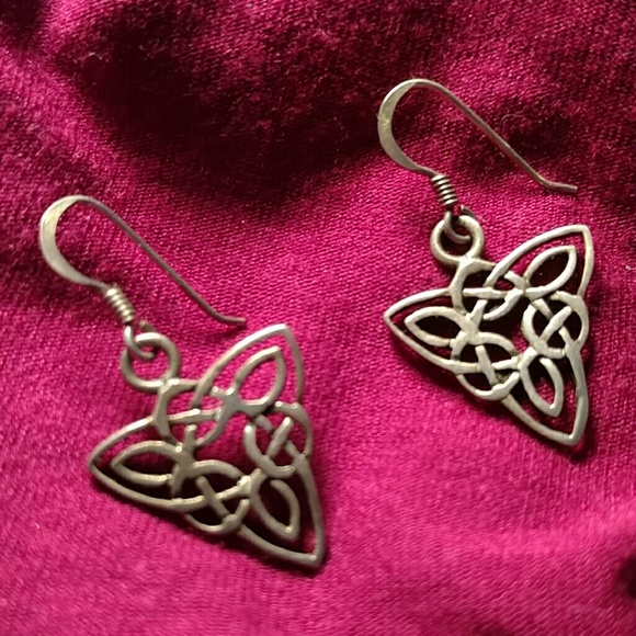 Sterling Silver Celtic Knot Dangle Earrings - Picture 2 of 3