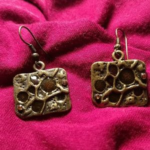 Honey Enamel Dangle Earrings with Crystal Accents