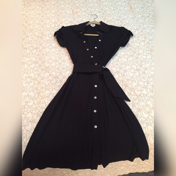 Cache Black Wrap Knit Dress