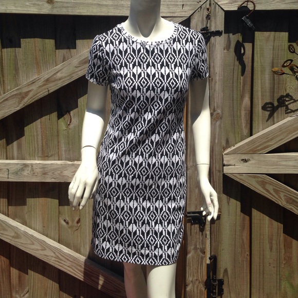 Old Navy Black White Geometric Bodycon Dress Small - Picture 3 of 4
