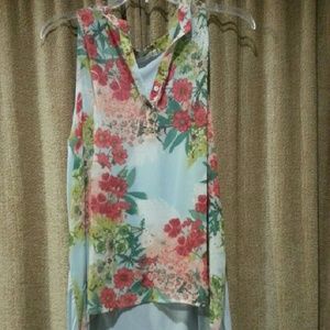 New Floral sleeveless high low shirt