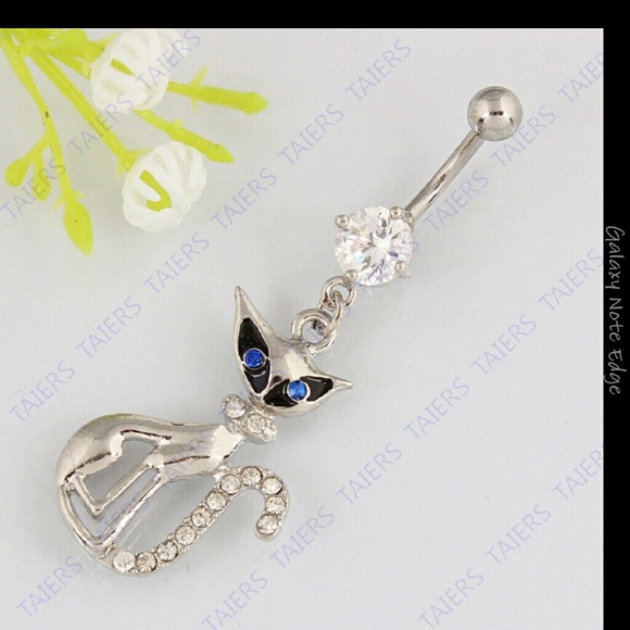 Cat belly button ring