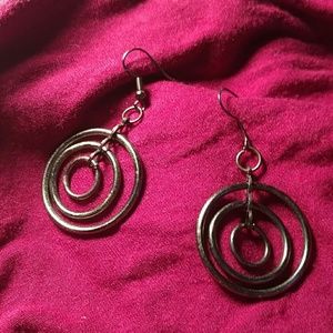 Silver Circular Trio Dangle Earrings