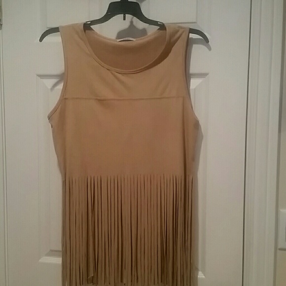 Vegan suede fringe top