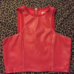 Red Faux Leather Crop Top