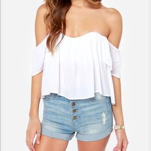 NWOT Lulus Off the Shoulder Crop Top Medium
