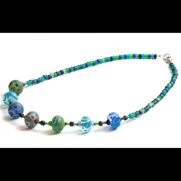 Handmade glass bead necklace