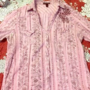 3/4 sleeve snap button shirt