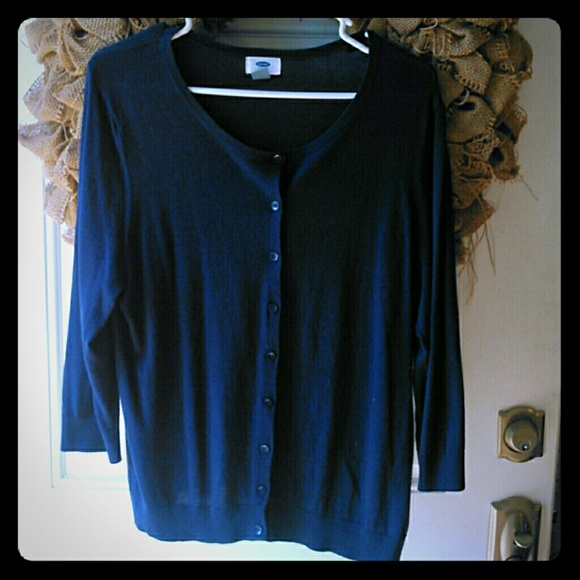 Navy Blue 3/4 Sleeve Cardigan