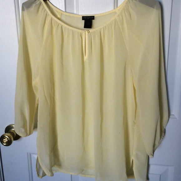 Yellow and white pattern Ann Taylor blouse