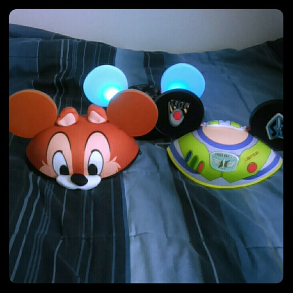 Light up Mickey Hat Buzz Hat and Chip and Dale Hat