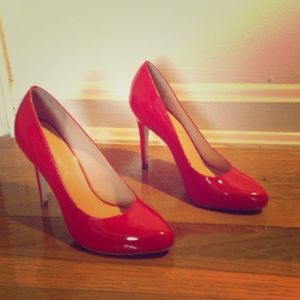 Patent leather red high heels