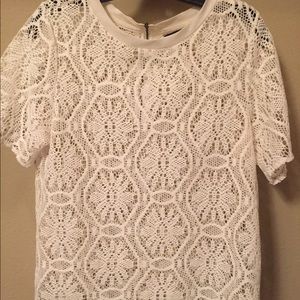 White crochet, knit, layering top