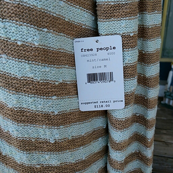 NWT Free People light blue and tan striped dress - Picture 3 of 4