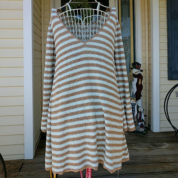 NWT Free People light blue and tan striped dress - Picture 4 of 4