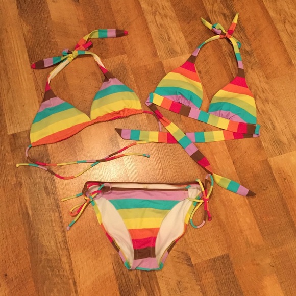 rainbow striped swimsuit