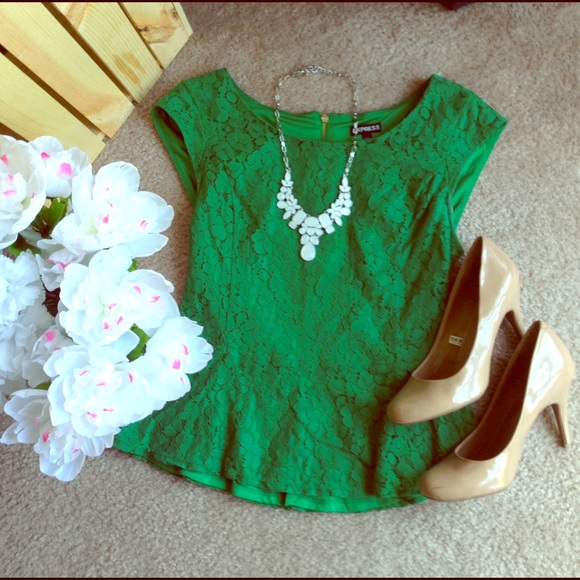 Green Express Peplum Shirt