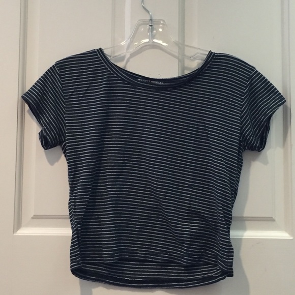 Navy and White Striped crop tee