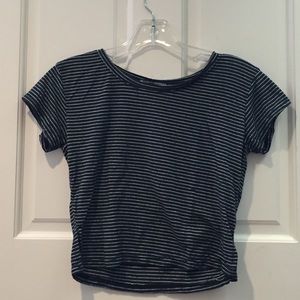 Navy and White Striped crop tee